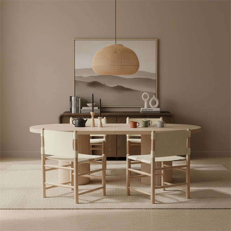 Meridian Furniture Santos Cream Vegan Leather Dining Chair (Set of 2)
