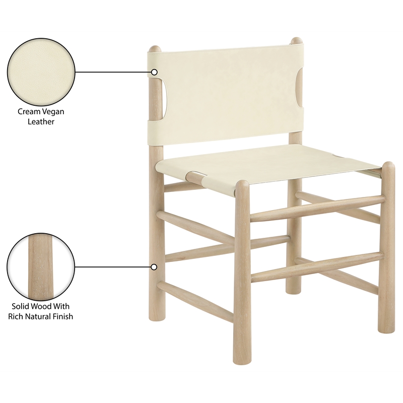 Meridian Furniture Santos Cream Vegan Leather Dining Chair (Set of 2)