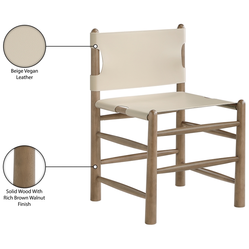 Meridian Furniture Santos Beige Vegan Leather Dining Chair (Set of 2)