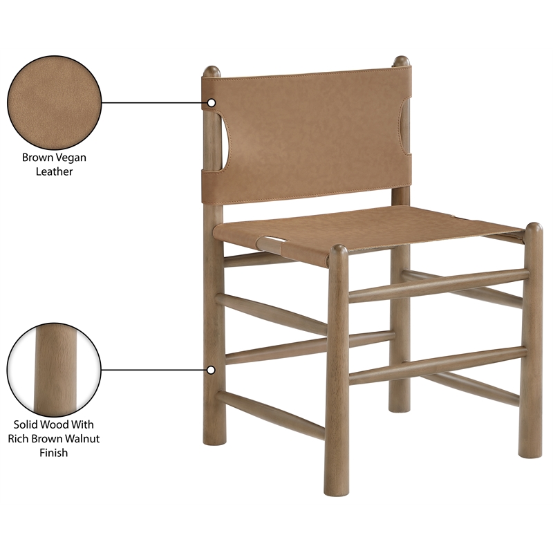 Meridian Furniture Santos Brown Vegan Leather Dining Chair (Set of 2)