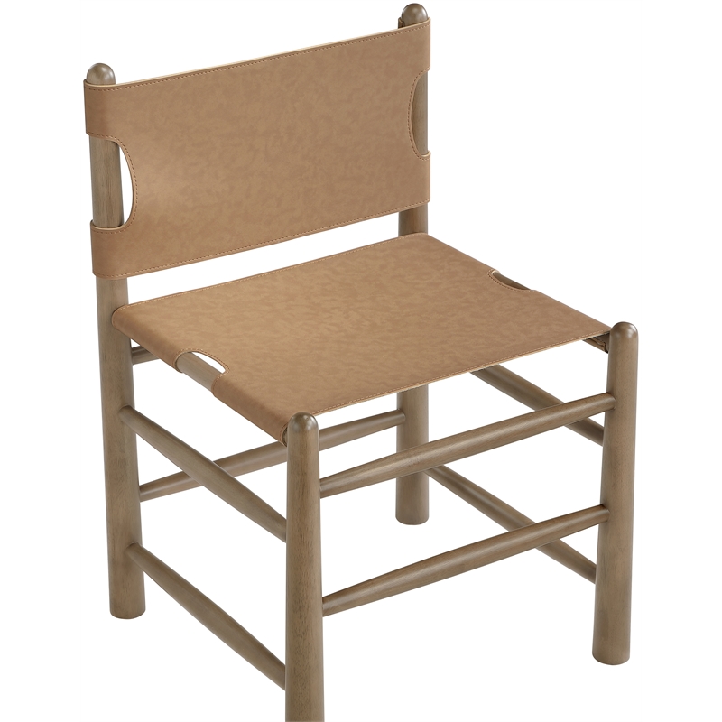 Meridian Furniture Santos Brown Vegan Leather Dining Chair (Set of 2)