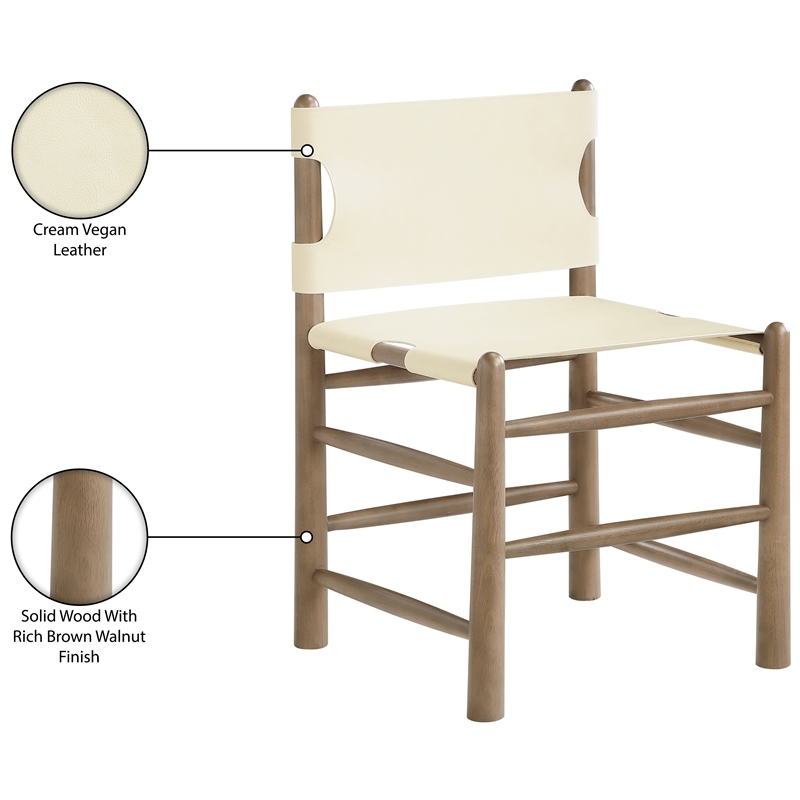 Meridian Furniture Santos Cream Vegan Leather Dining Chair (Set of 2)