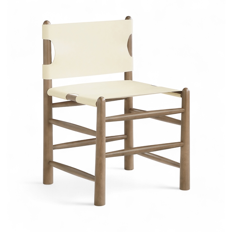 Meridian Furniture Santos Cream Vegan Leather Dining Chair (Set of 2)