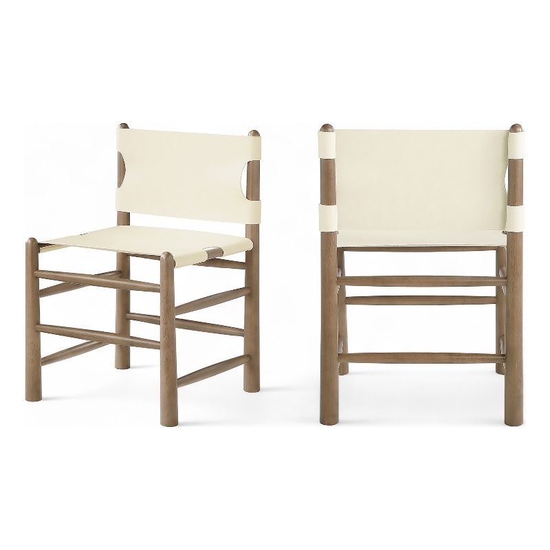 Meridian Furniture Santos Cream Vegan Leather Dining Chair (Set of 2)