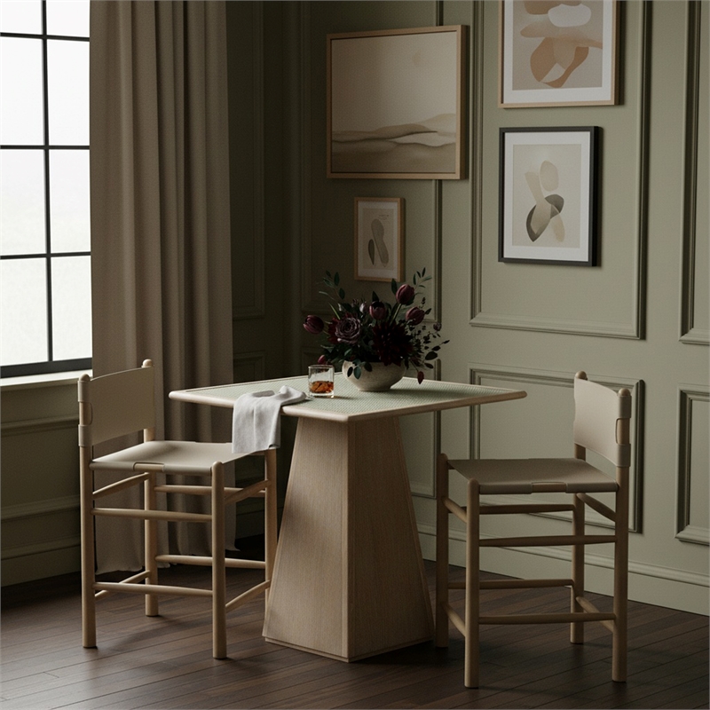 Meridian Furniture Santos Beige Vegan Leather Upholstered Counter Stool