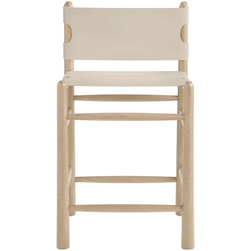 Meridian Furniture Santos Beige Vegan Leather Upholstered Counter Stool