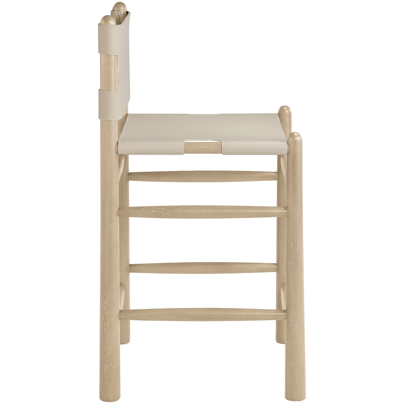 Meridian Furniture Santos Beige Vegan Leather Upholstered Counter Stool