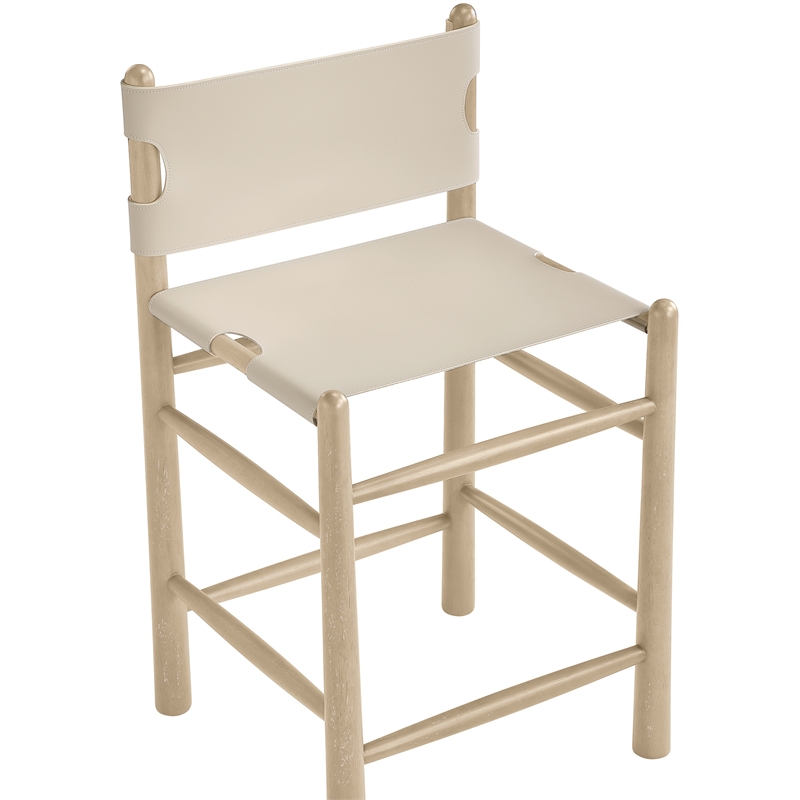 Meridian Furniture Santos Beige Vegan Leather Upholstered Counter Stool