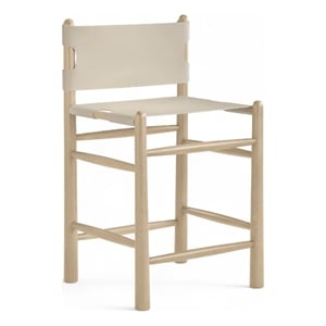 Meridian Furniture Santos Beige Vegan Leather Upholstered Counter Stool