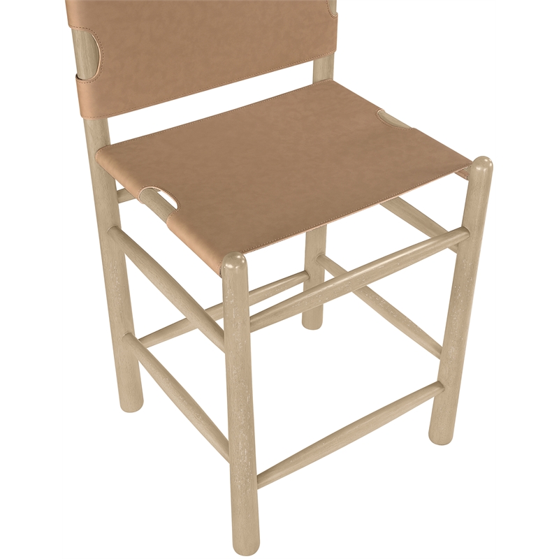 Meridian Furniture Santos Brown Vegan Leather Upholstered Counter Stool
