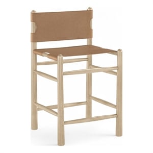 Meridian Furniture Santos Brown Vegan Leather Upholstered Counter Stool