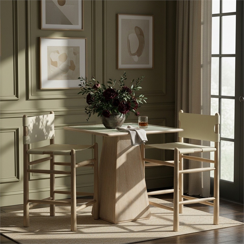 Meridian Furniture Santos Cream Vegan Leather Upholstered Counter Stool