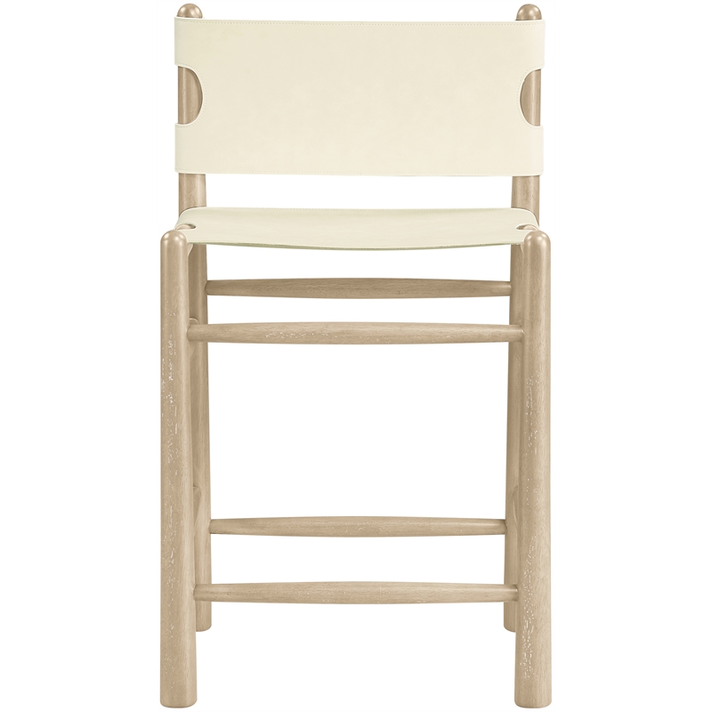 Meridian Furniture Santos Cream Vegan Leather Upholstered Counter Stool