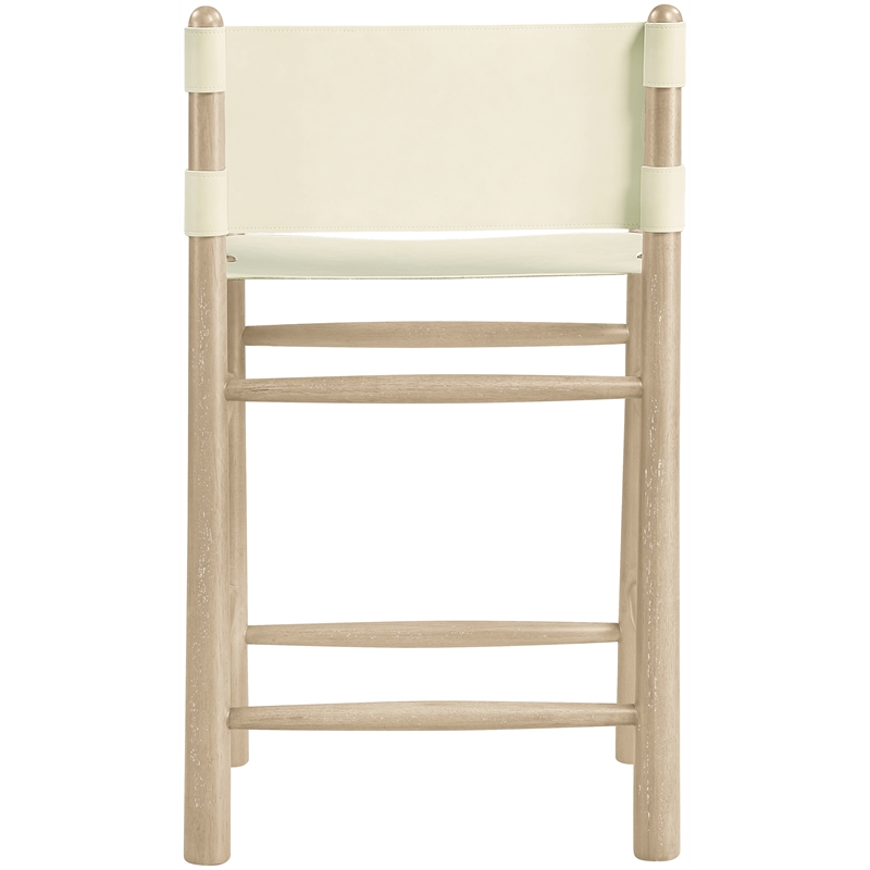 Meridian Furniture Santos Cream Vegan Leather Upholstered Counter Stool
