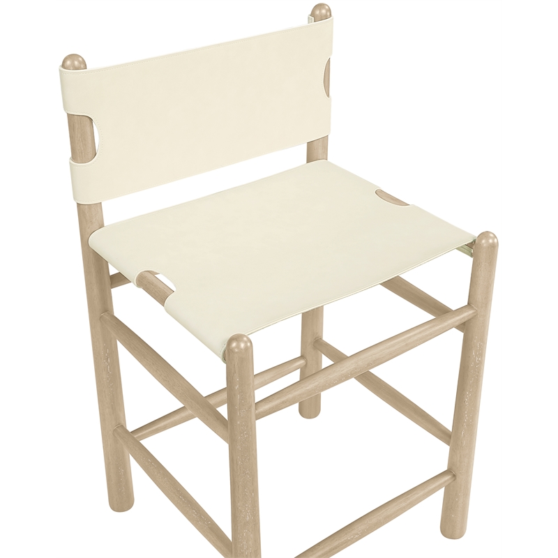 Meridian Furniture Santos Cream Vegan Leather Upholstered Counter Stool