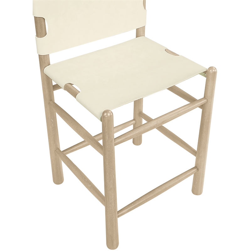 Meridian Furniture Santos Cream Vegan Leather Upholstered Counter Stool