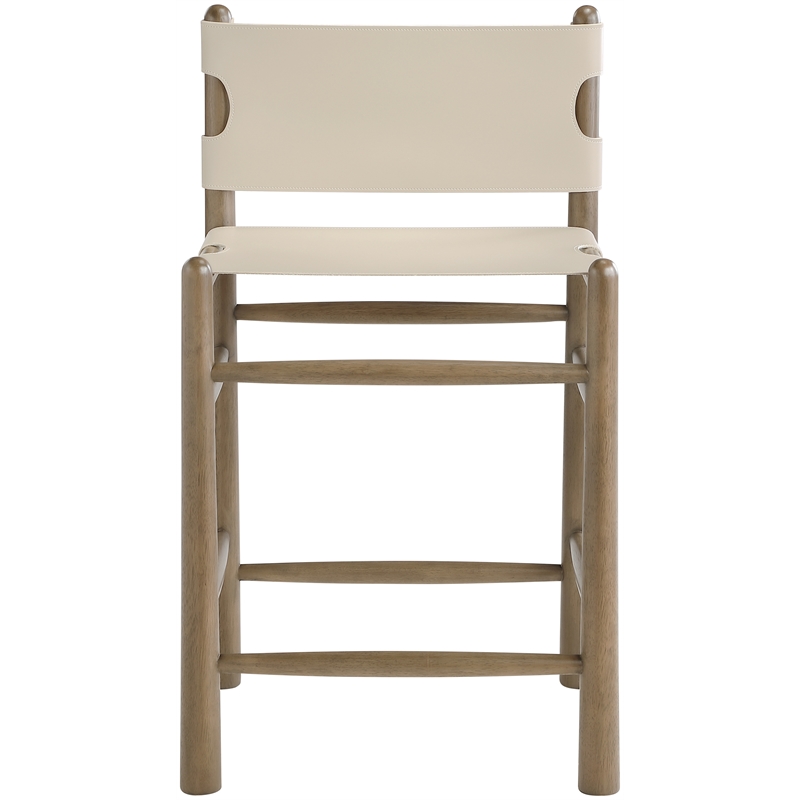 Meridian Furniture Santos Beige Vegan Leather Upholstered Counter Stool