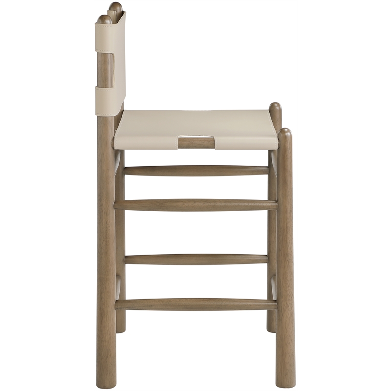 Meridian Furniture Santos Beige Vegan Leather Upholstered Counter Stool