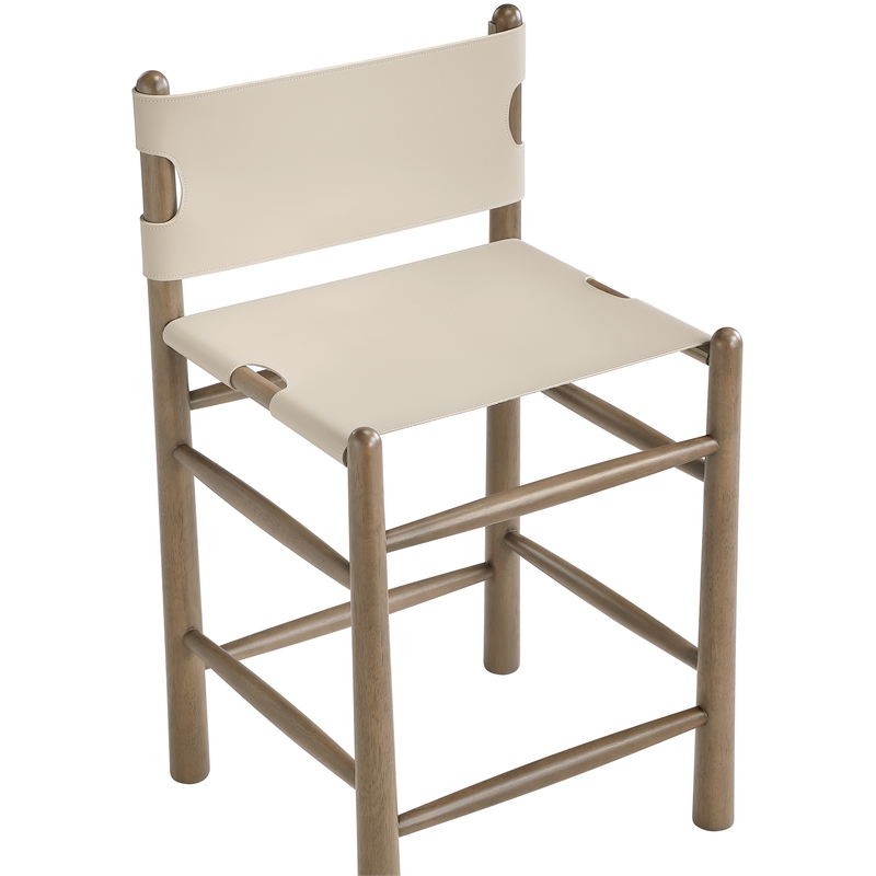 Meridian Furniture Santos Beige Vegan Leather Upholstered Counter Stool