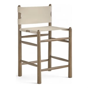 Meridian Furniture Santos Beige Vegan Leather Upholstered Counter Stool