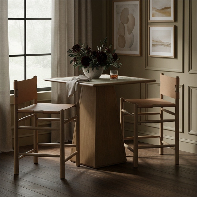 Meridian Furniture Santos Brown Vegan Leather Upholstered Counter Stool