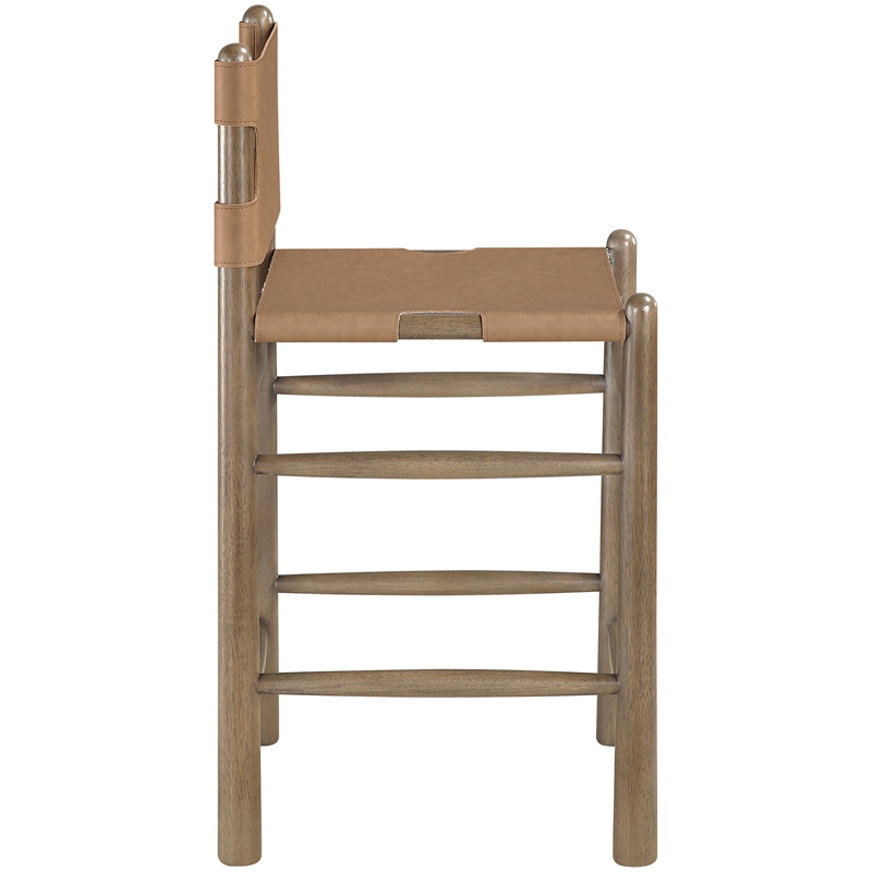 Meridian Furniture Santos Brown Vegan Leather Upholstered Counter Stool