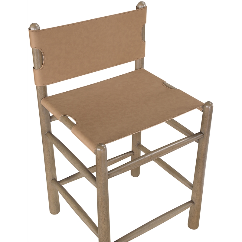 Meridian Furniture Santos Brown Vegan Leather Upholstered Counter Stool