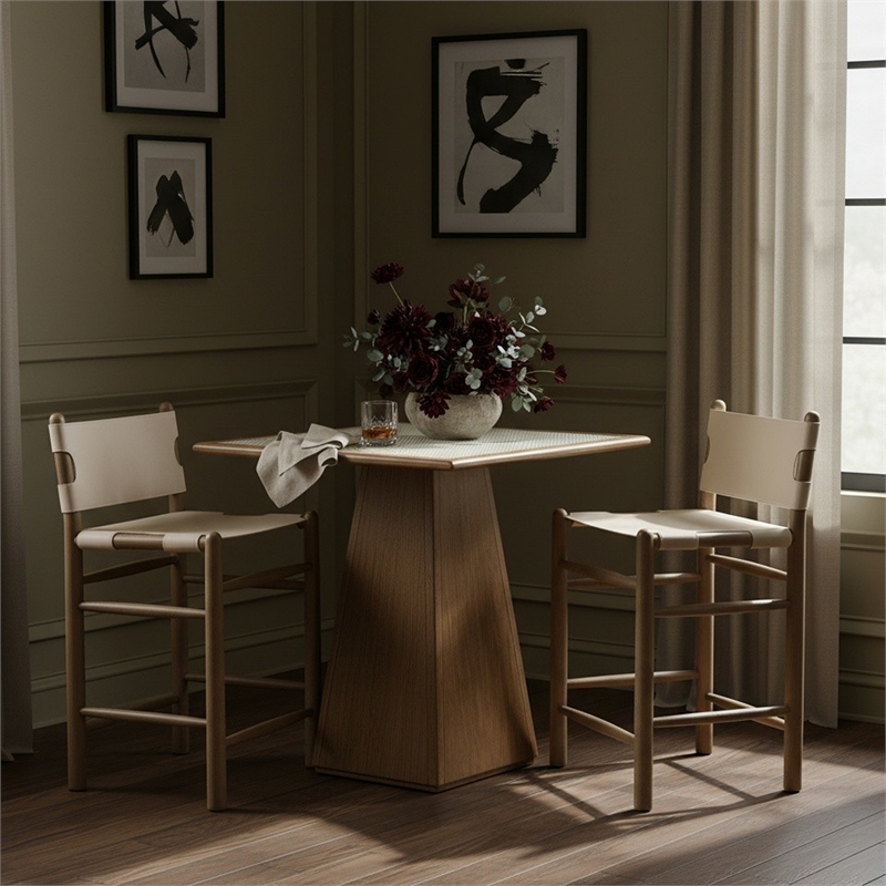 Meridian Furniture Santos Cream Vegan Leather Upholstered Counter Stool