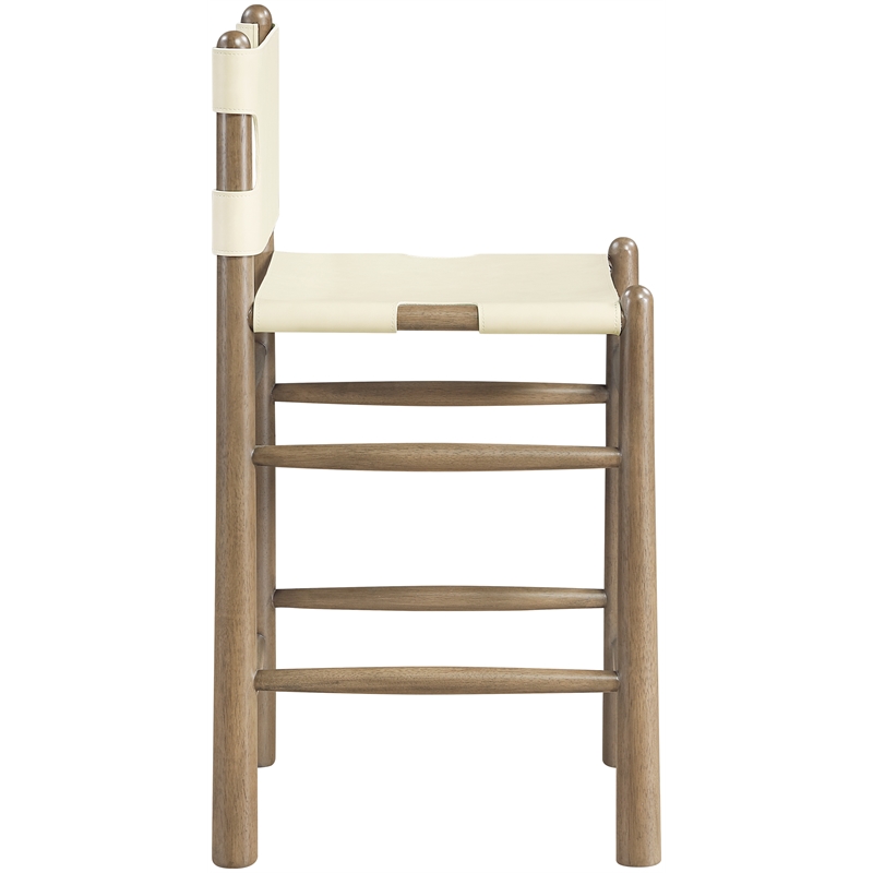 Meridian Furniture Santos Cream Vegan Leather Upholstered Counter Stool