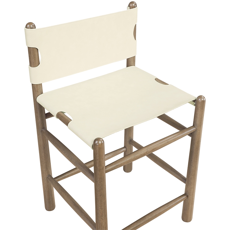 Meridian Furniture Santos Cream Vegan Leather Upholstered Counter Stool