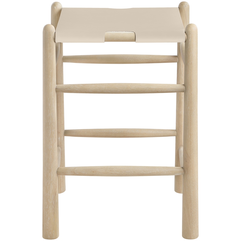Meridian Furniture Santos Beige Vegan Leather Upholstered Counter Stool