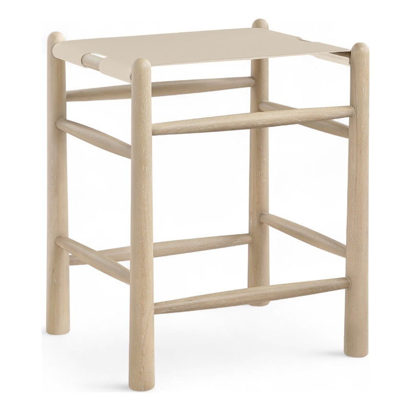 Meridian Furniture Santos Beige Vegan Leather Upholstered Counter Stool