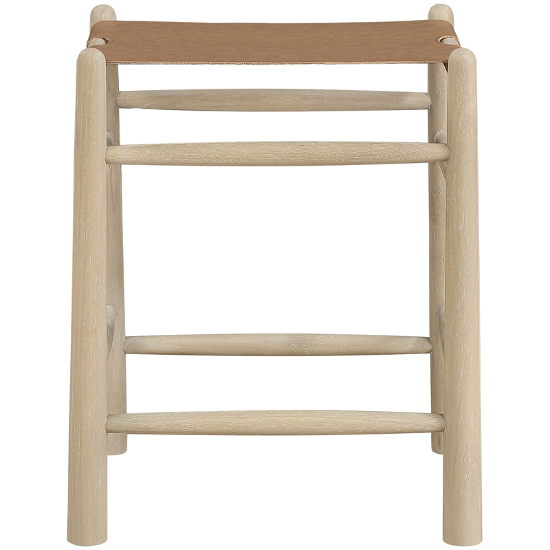 Meridian Furniture Santos Brown Vegan Leather Upholstered Counter Stool