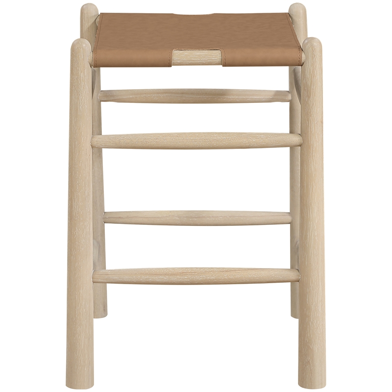 Meridian Furniture Santos Brown Vegan Leather Upholstered Counter Stool