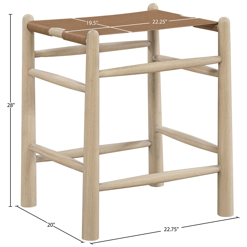Meridian Furniture Santos Brown Vegan Leather Upholstered Counter Stool