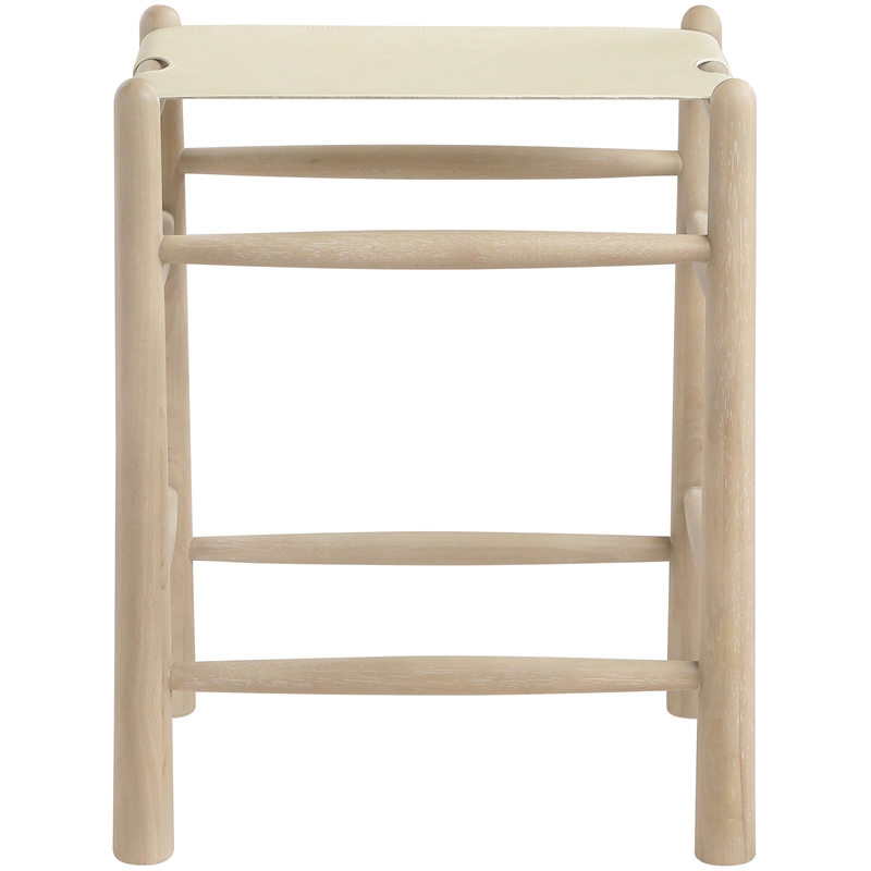 Meridian Furniture Santos Cream Vegan Leather Upholstered Counter Stool