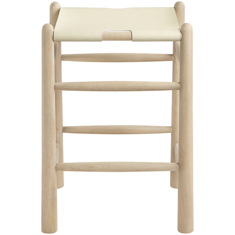 Meridian Furniture Santos Cream Vegan Leather Upholstered Counter Stool