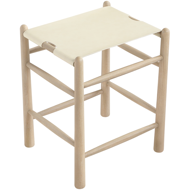 Meridian Furniture Santos Cream Vegan Leather Upholstered Counter Stool