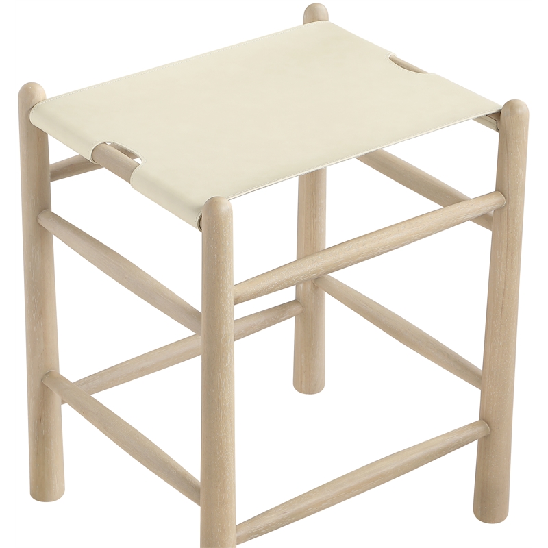 Meridian Furniture Santos Cream Vegan Leather Upholstered Counter Stool