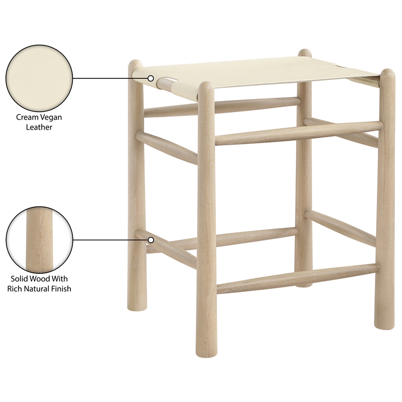 Meridian Furniture Santos Cream Vegan Leather Upholstered Counter Stool