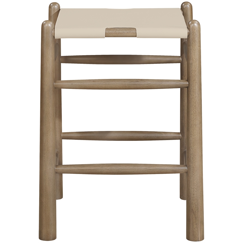 Meridian Furniture Santos Beige Vegan Leather Upholstered Counter Stool