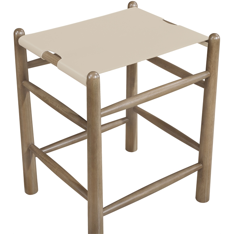 Meridian Furniture Santos Beige Vegan Leather Upholstered Counter Stool