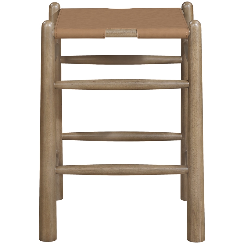 Meridian Furniture Santos Brown Vegan Leather Upholstered Counter Stool