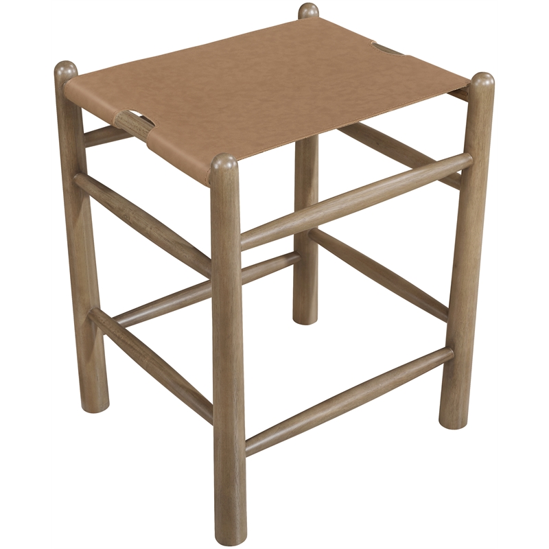 Meridian Furniture Santos Brown Vegan Leather Upholstered Counter Stool