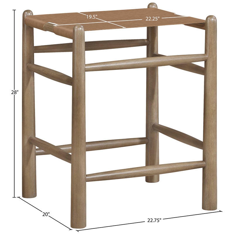 Meridian Furniture Santos Brown Vegan Leather Upholstered Counter Stool