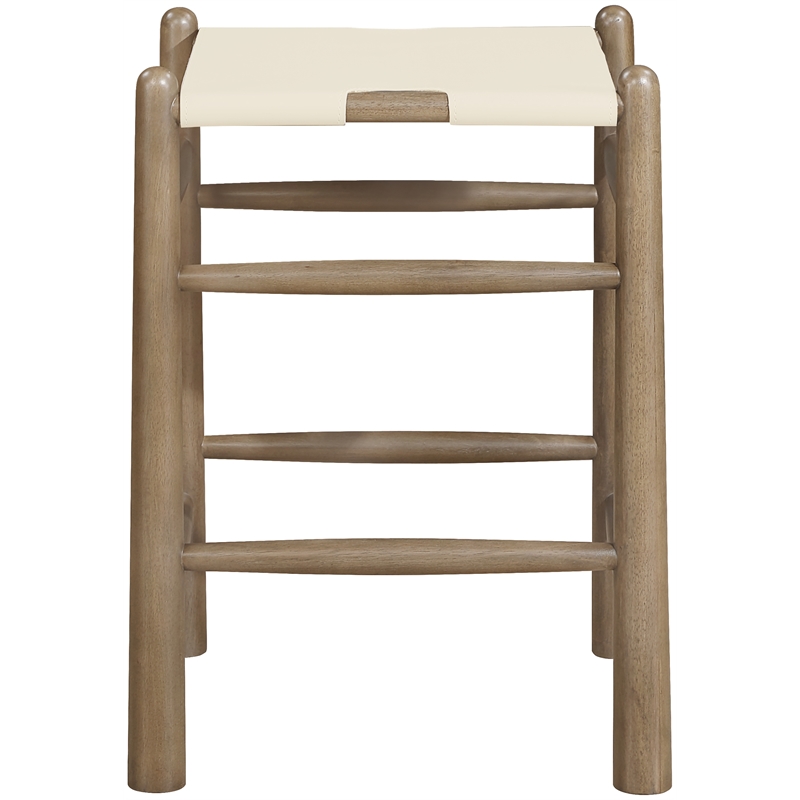 Meridian Furniture Santos Cream Vegan Leather Upholstered Counter Stool