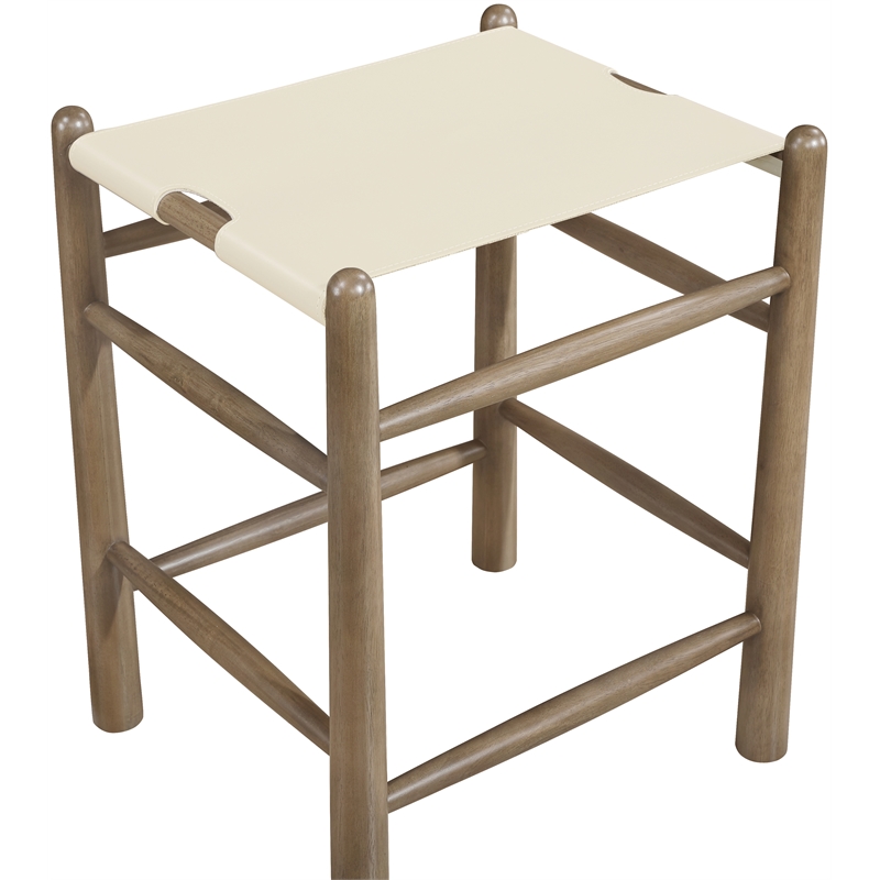 Meridian Furniture Santos Cream Vegan Leather Upholstered Counter Stool