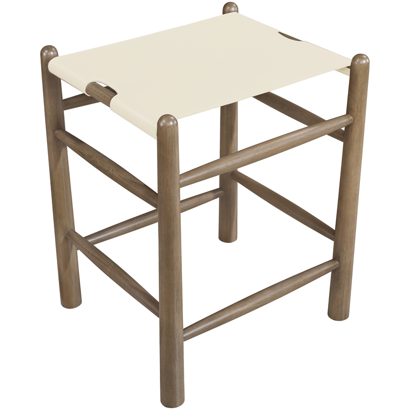 Meridian Furniture Santos Cream Vegan Leather Upholstered Counter Stool