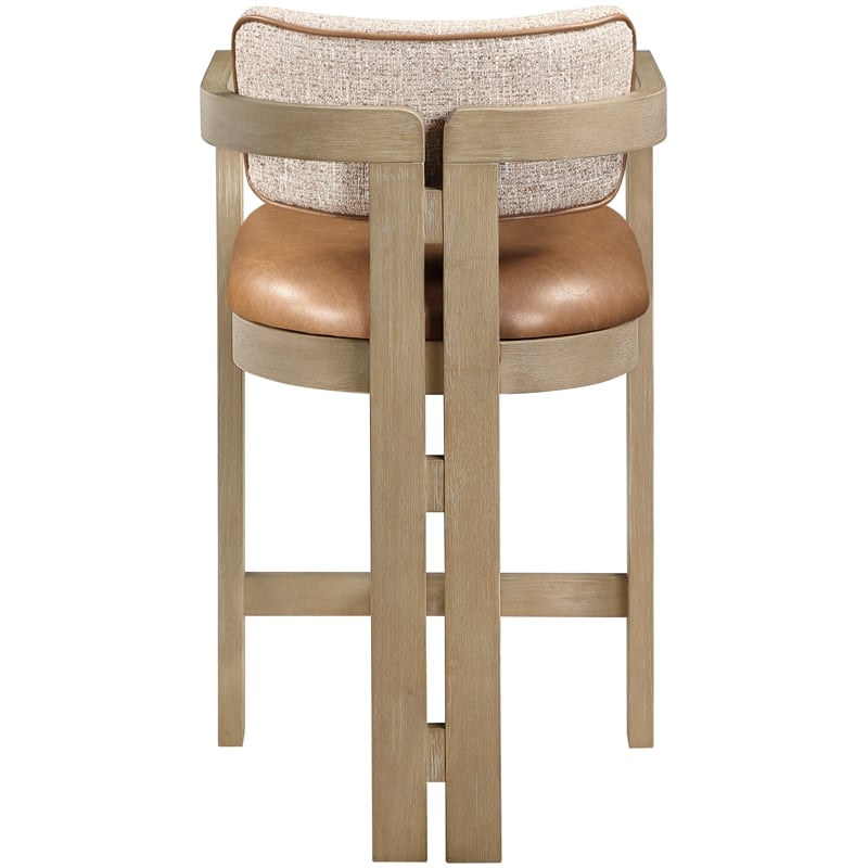 Meridian Furniture Ravina Cognac Vegan Leather and Linen Textured Counter Stool