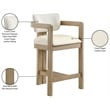 Meridian Furniture Ravina Cream Vegan Leather and Linen Textured Counter Stool